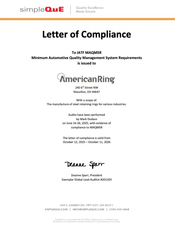 American Ring MAQMSR LOC 2025-2026